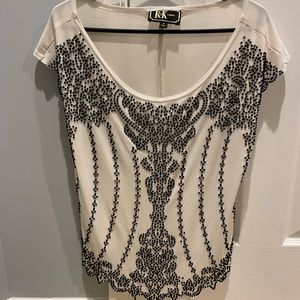 Cream top with black beading